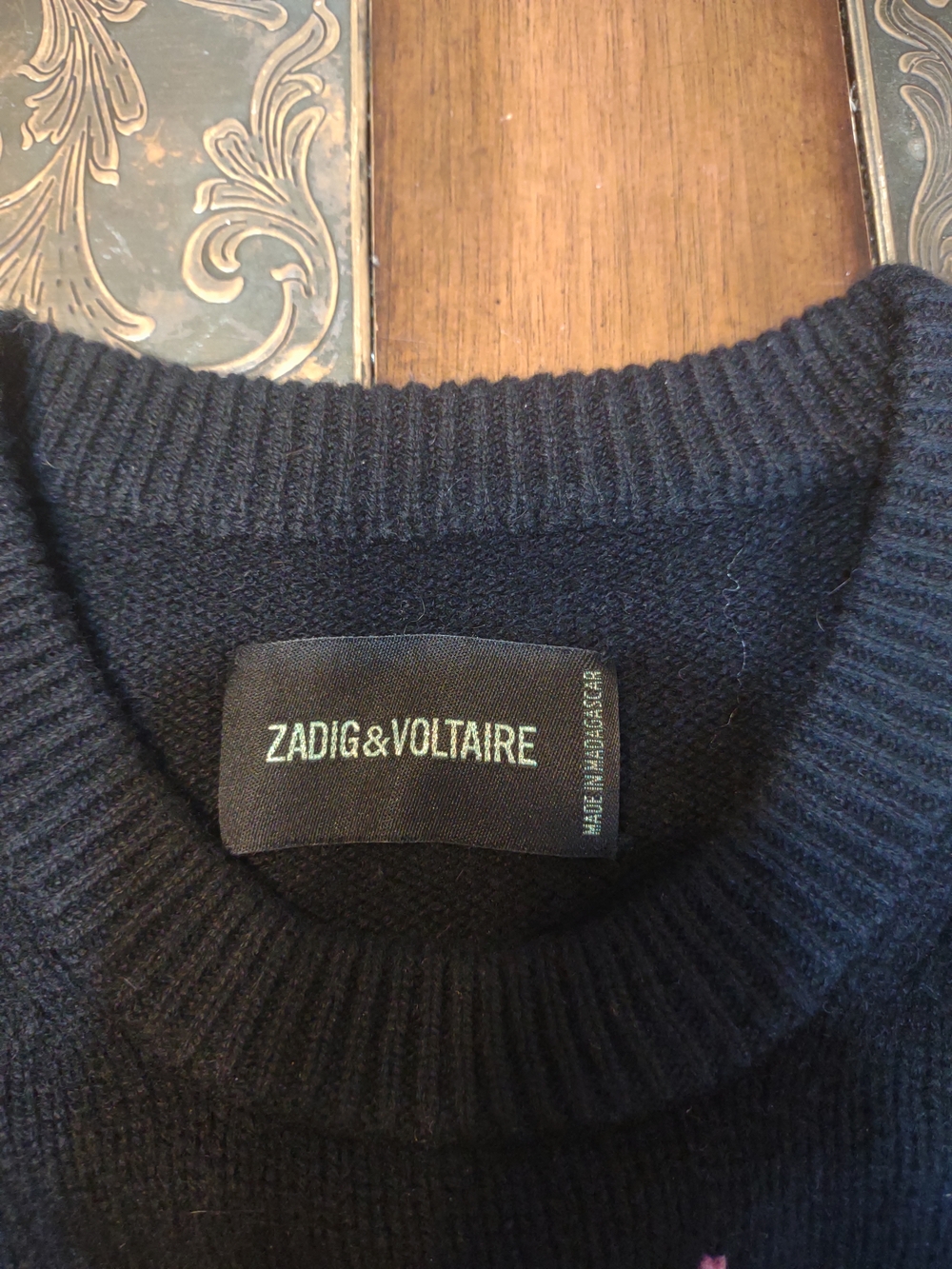 Zadig & Voltaire Cashmere Lightning Bolt Sweater Black Crewneck - Picture 5 of 10